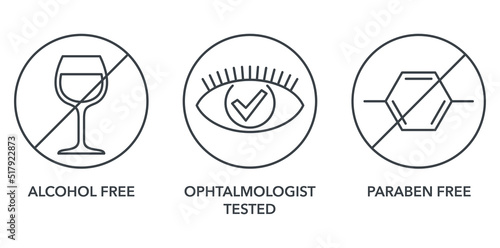 Make-up remover lotion properties icons set