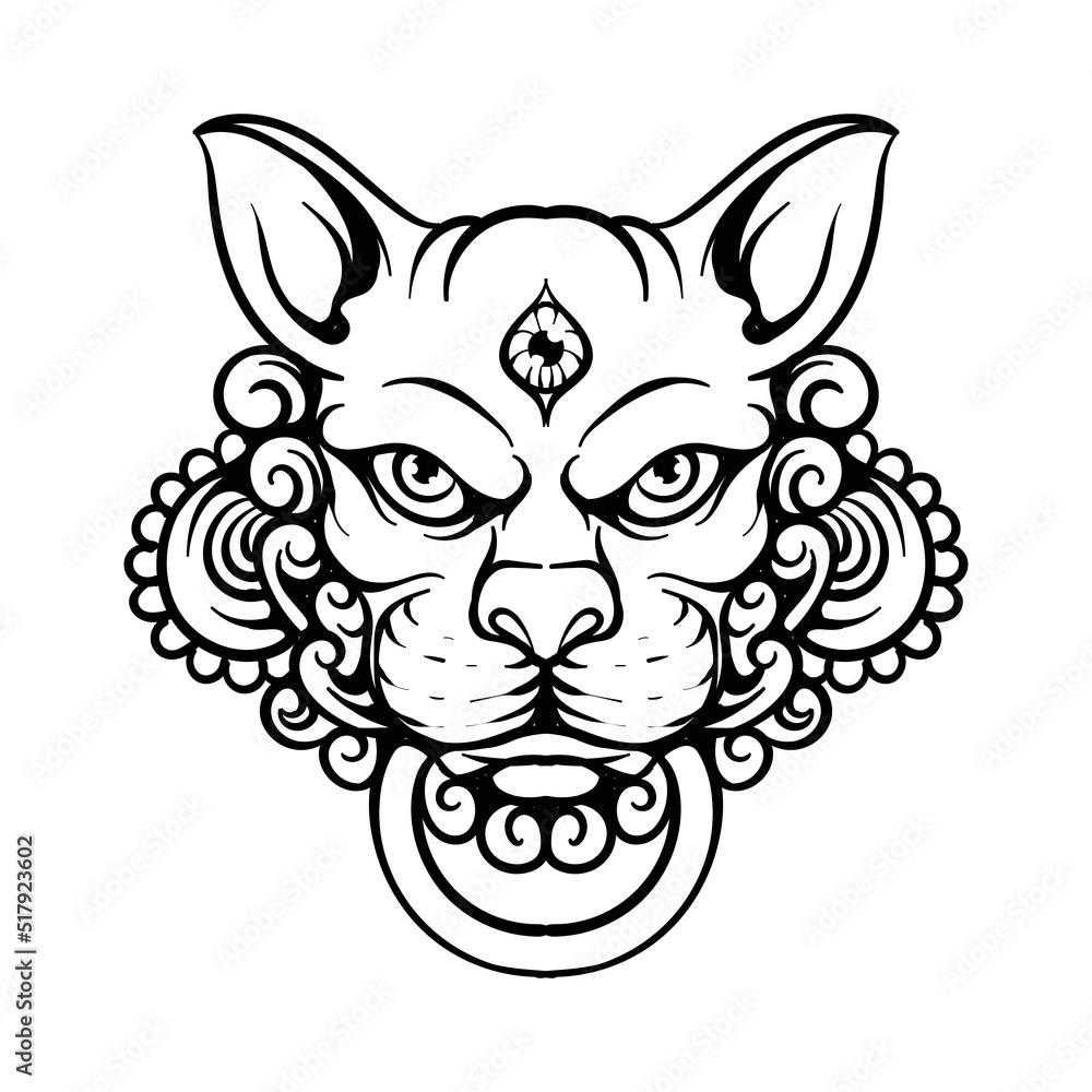 tattoo design head cat sphynx black and white line art tattoo design head cat sphynx black and white line art