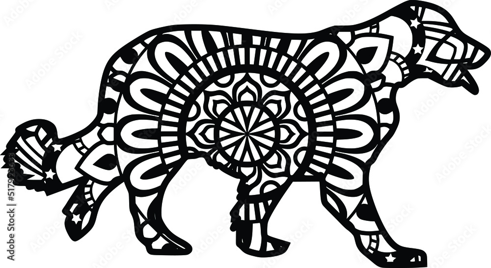 Obraz premium Vector layered template for laser and paper cutting, printing on a T-shirt, mug. Animal silhouette. 