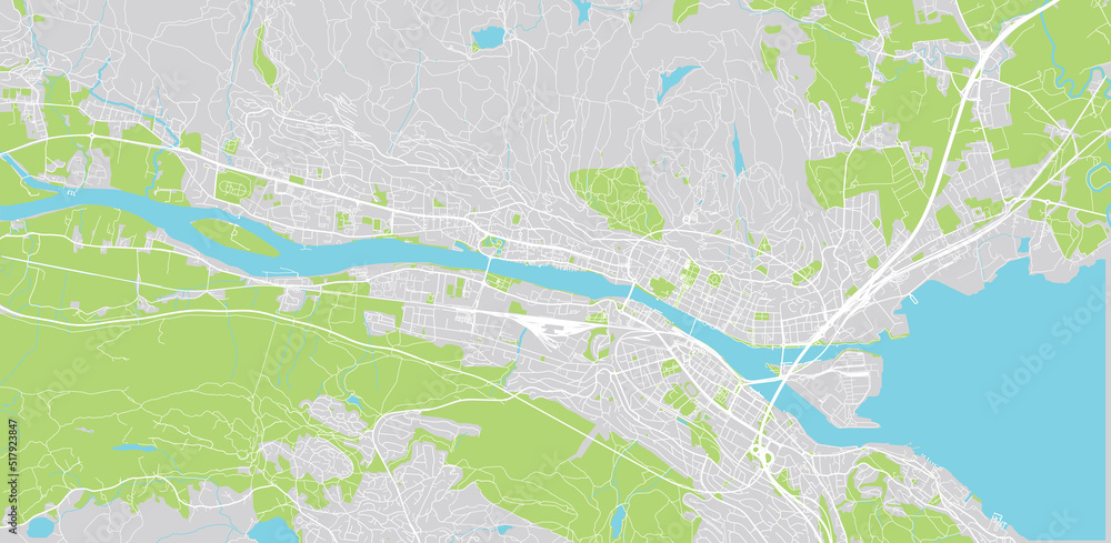 Urban vector city map of Drammen, Norway, Europe