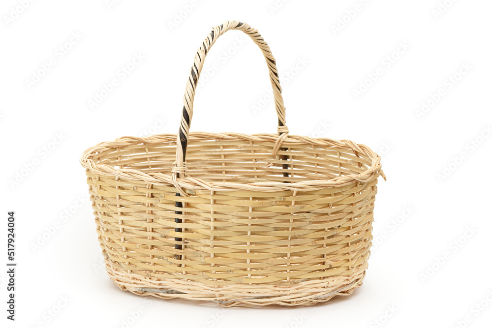 Wicker basket on the white background.