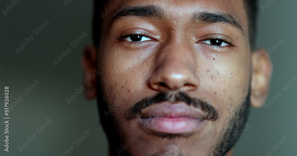 Fototapeta premium Friendly African american male portrait face close-up