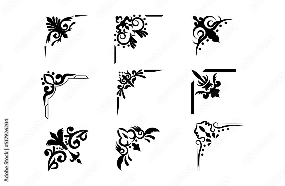 Obraz premium vector collection of isolated vintage ornament frame edge set