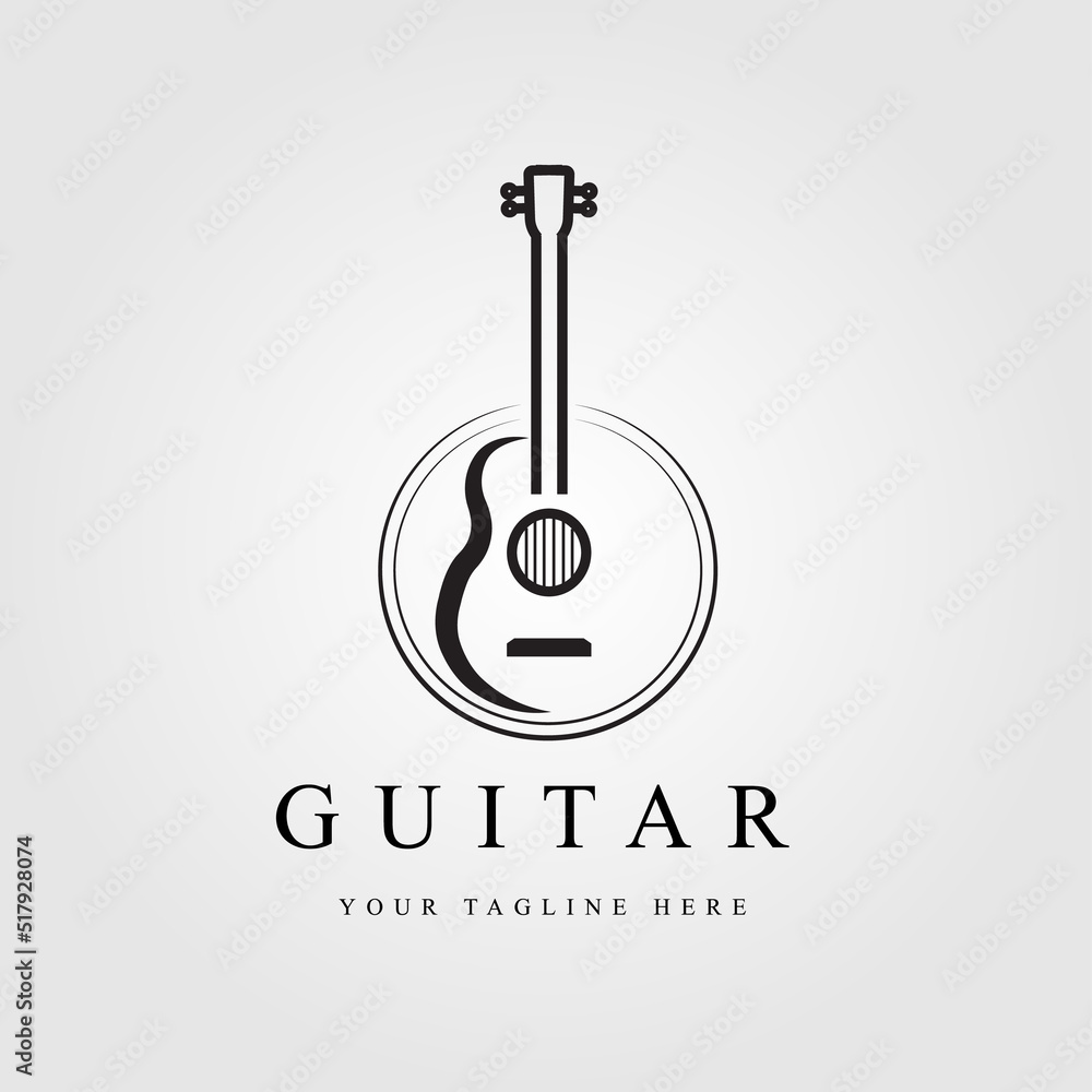 guitar line art logo, icon and symbol, vector illustration design guitar line art logo, icon and symbol, vector illustration design