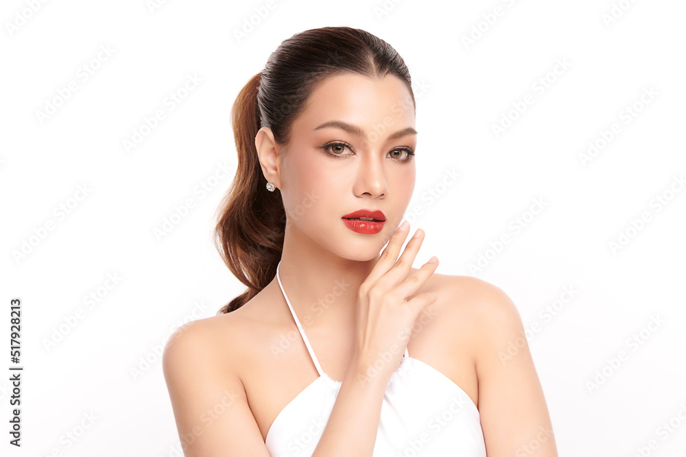 Beautiful young asian woman with clean fresh skin on white background, Face care, Facial treatment, Cosmetology, beauty and spa, Asian women portrait. Beautiful young asian woman with clean fresh skin on white background, Face care, Facial treatment, Cosmetology, beauty and spa, Asian women portrait.
