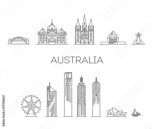 Fototapeta Naklejka Na Ścianę i Meble -  Australia architecture line skyline illustration