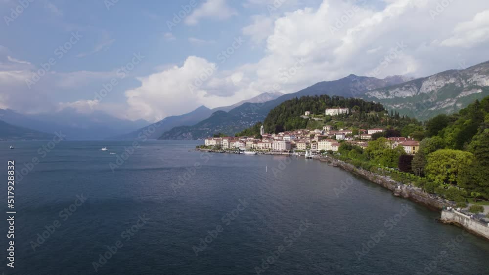 Beautiful Lake Como Town of Bellagio on Sunny Summer Day, Aerial Beautiful Lake Como Town of Bellagio on Sunny Summer Day, Aerial