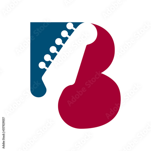 Music Logo On Letter B Vector Template