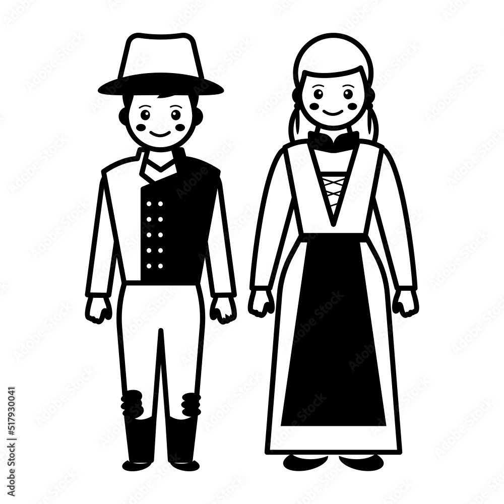 women wearing dirndl vector icon design, World Indigenous Peoples symbol, characters in casual clothes Sign, traditional dress stock illustration, Swiss couple standing together Concept women wearing dirndl vector icon design, World Indigenous Peoples symbol, characters in casual clothes Sign, traditional dress stock illustration, Swiss couple standing together Concept