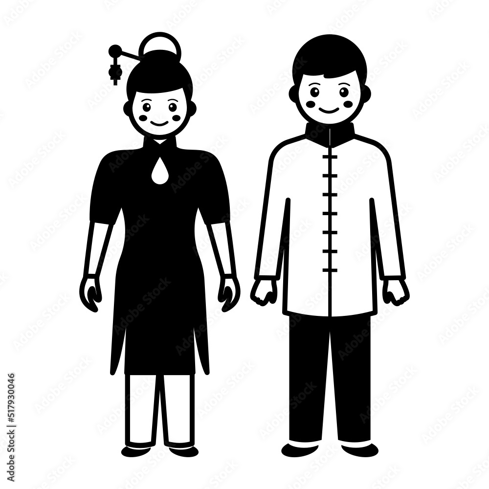 Han or hanfu clothing vector icon design, World Indigenous Peoples symbol, characters in casual clothes Sign, traditional dress stock illustration, Chinese Couple Standing together Concept Han or hanfu clothing vector icon design, World Indigenous Peoples symbol, characters in casual clothes Sign, traditional dress stock illustration, Chinese Couple Standing together Concept