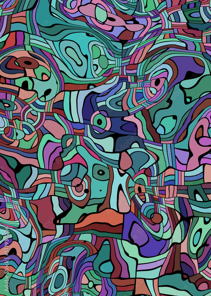 Fototapeta premium Abstract painting shapes and colors