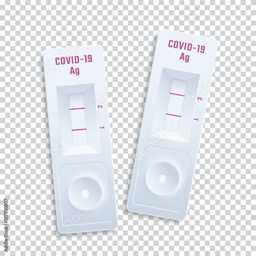 Covid-19 Antigen Fast Self Tests Realistic 3d Vector Illustration. Medical Corona Virus Swab Rapid Home Diagnostic Devices Design with Transparent Background Isolated