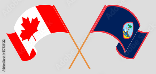 Crossed flags of Canada and Guam. Official colors. Correct proportion