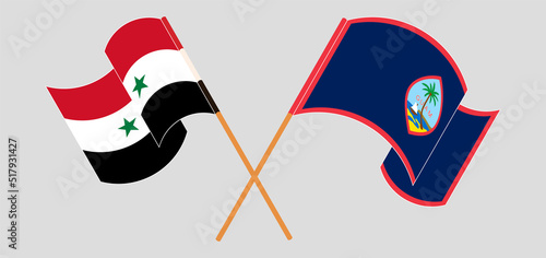 Crossed flags of Syria and Guam. Official colors. Correct proportion