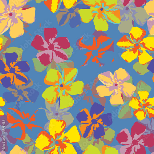 seamless plants pattern background with colourful flowers , greeting card or fabric