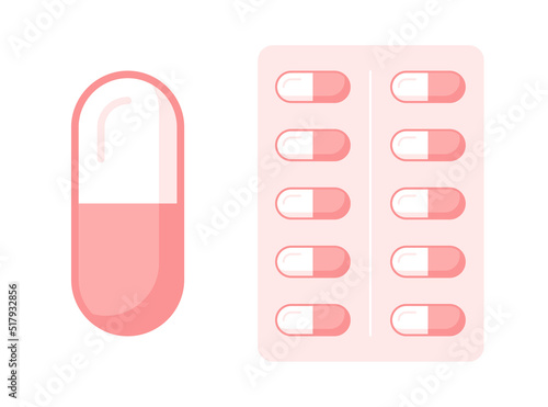 Blister capsules. Simple flat icon packing tablets.