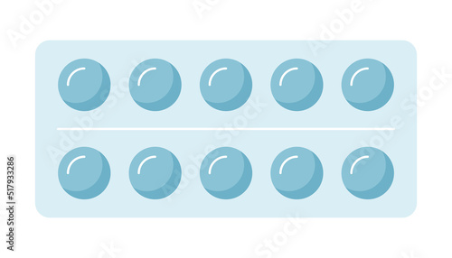 Packing of tablets. A simple blister icon with vitamins.