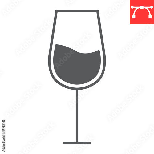 Wine glass glyph icon, drink and alcohol, glass of wine vector icon, vector graphics, editable stroke solid sign, eps 10.