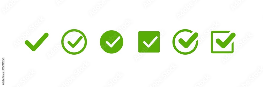 Green check mark icon. Check mark vector icon. Checkmark Illustration. Vector symbols set ,green checkmark isolated on white background. Correct vote choise isolated symbol. Green check mark icon. Check mark vector icon. Checkmark Illustration. Vector symbols set ,green checkmark isolated on white background. Correct vote choise isolated symbol.