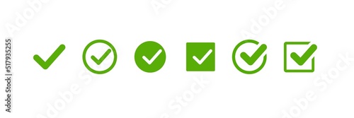 Green check mark icon. Check mark vector icon. Checkmark Illustration. Vector symbols set ,green checkmark isolated on white background. Correct vote choise isolated symbol.