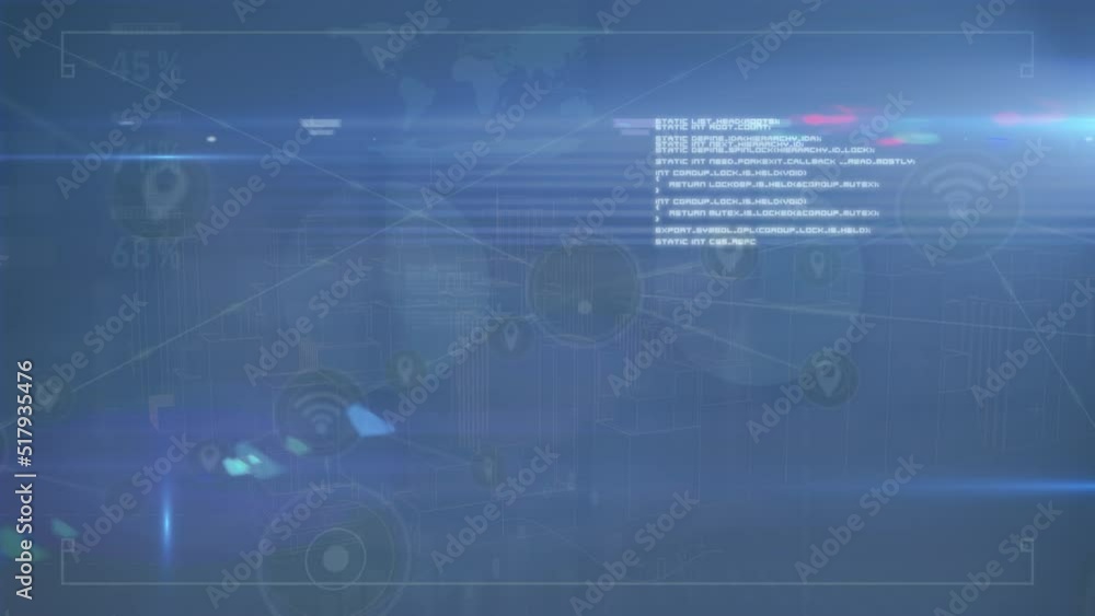 Animation of connections, graphs and lights on navy space Animation of connections, graphs and lights on navy space