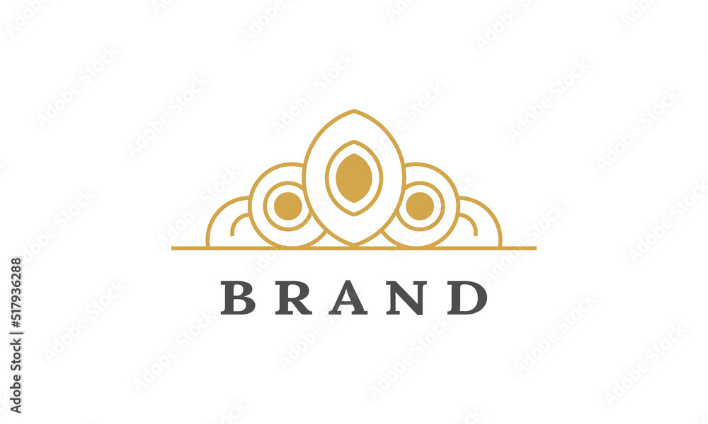 Flower Ornament Logo Design With Peacock Tail Style For Your Business Identity ,Vector Template Flower Ornament Logo Design With Peacock Tail Style For Your Business Identity ,Vector Template