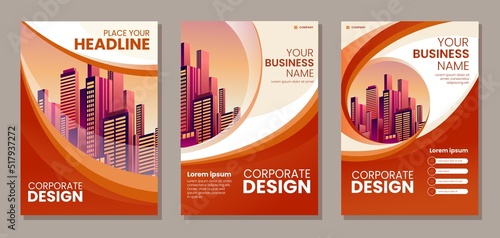 Business Flyer Template Design. Set of Corporate Brochure a4 Size. Abstract Geometric Banner Vector Background. Suitable for any business cover book  leaflet  poster  card invitation  banner ads.