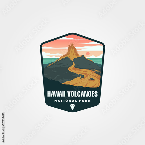 hawaii volcanoes sticker patch vector illustration design, united states national park logo design