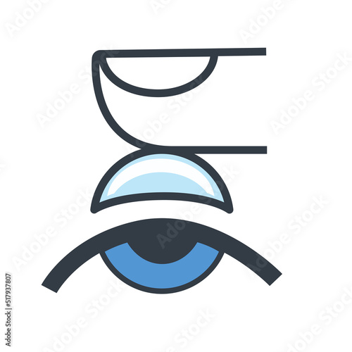 simple vector illustration blue eye and contact lens