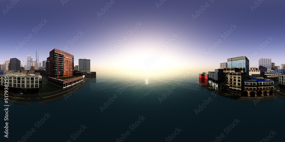 Panorama of the city. HDRI, environment map , Round panorama, spherical ...
