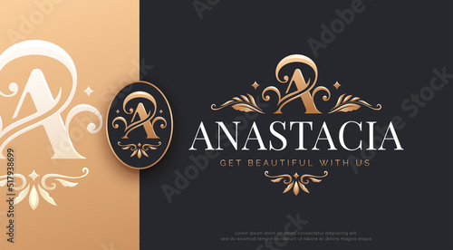 luxury letter a floral logo design