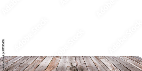 empty wooden table top isolated on white background, Use for display for montage of product and leave space for replace of your background.	