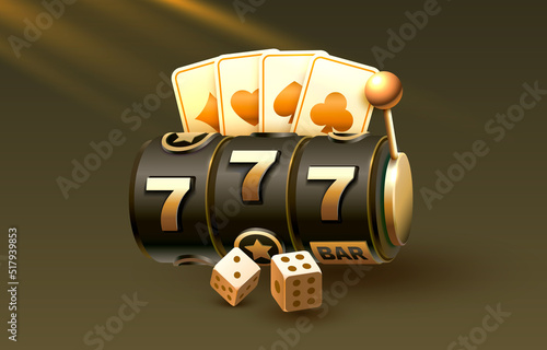 Casino slots winner, fortune of luck, 777 win banner. Vector