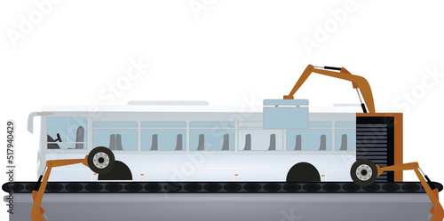 Production line for buses. vector