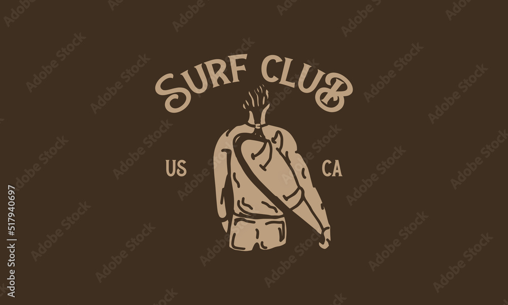  vintage minimalist illustration surfer