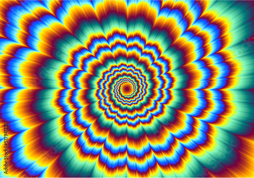 Pulsing fiery spirals. Optical illusion.