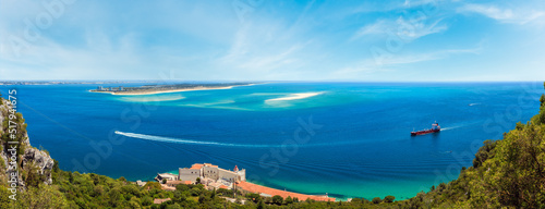 Summer sea coast landscape. Top view from Nature Park Arrabida in Setubal, Portugal.