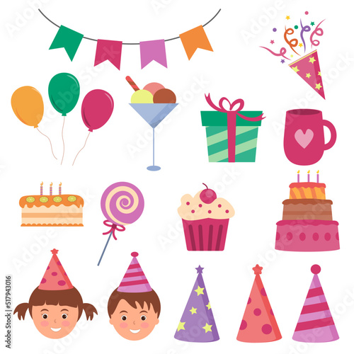 The elements of a party are used in birthday parties.