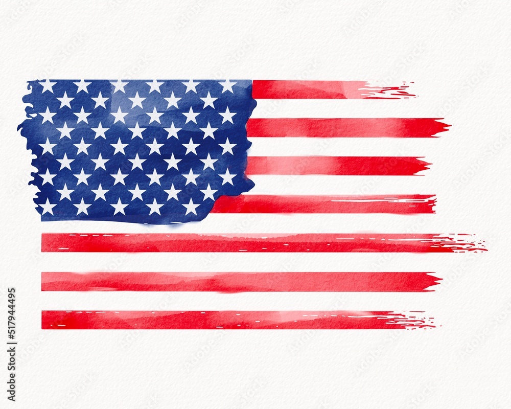 USA flag with watercolor brush paint textured USA flag with watercolor brush paint textured