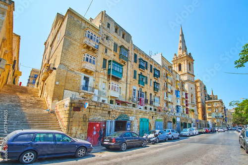 Walk along the Marsamxett street, Valletta, Malta photo
