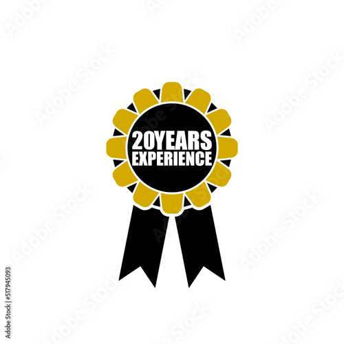 Twenty years Experience badge isolated on white background