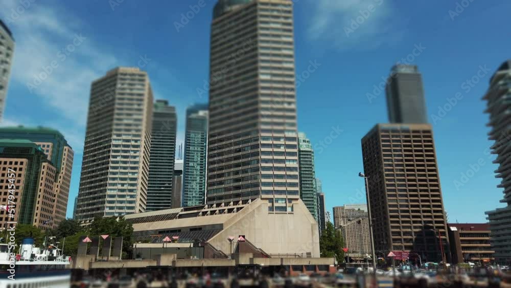 View of downtown Toronto from a departing ferry. View of downtown Toronto from a departing ferry.