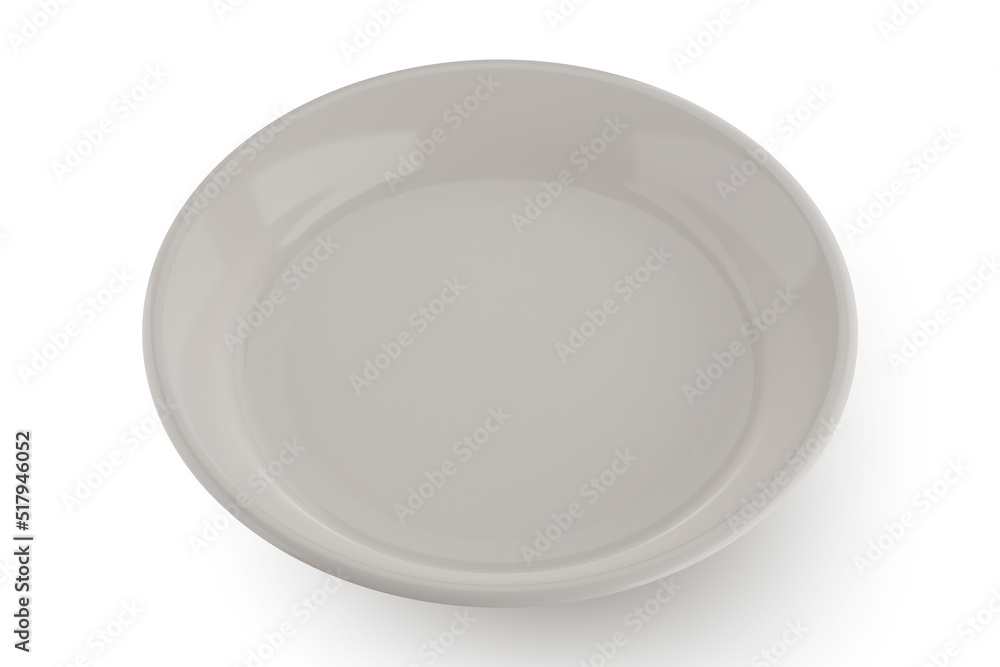 White plate isolated on white background 3D rendering White plate isolated on white background 3D rendering