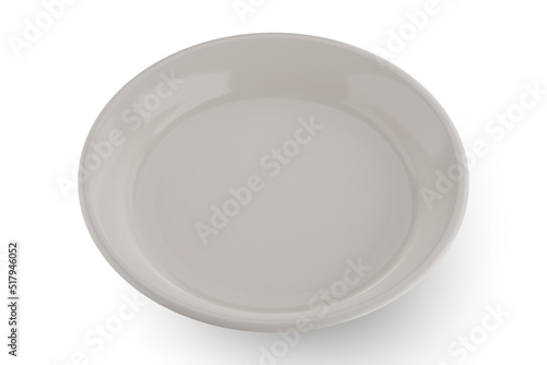White plate isolated on white background 3D rendering