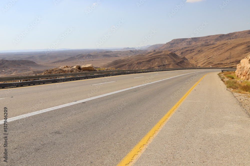 Highway in the Eilat Mountains in the Southern Negev, southern Israel.