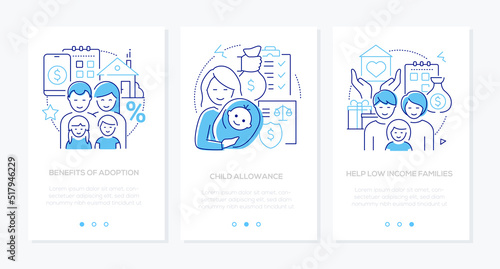 Family and finance - line design style banners set