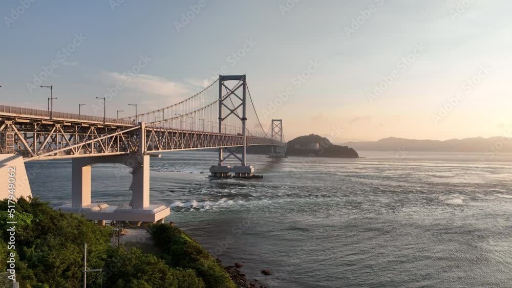 Move forward from lookout point over Naruto bridge and strong ocea current Move forward from lookout point over Naruto bridge and strong ocea current