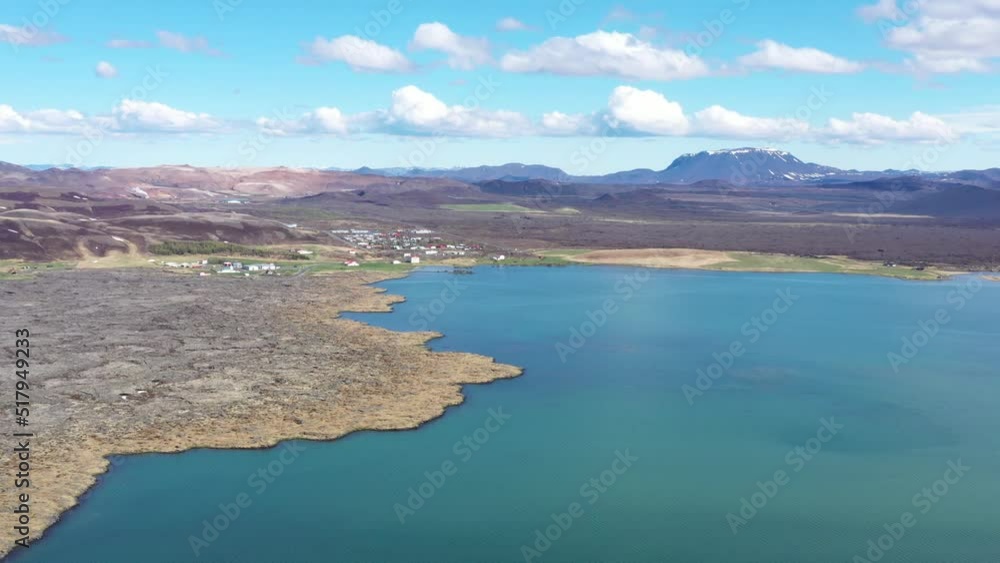 Aerial view of Reykjahlid in lake myvatn, Iceland Aerial view of Reykjahlid in lake myvatn, Iceland