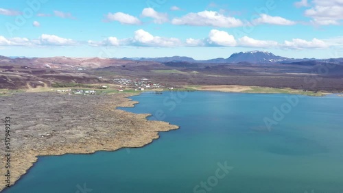 Aerial view of Reykjahlid in lake myvatn, Iceland photo