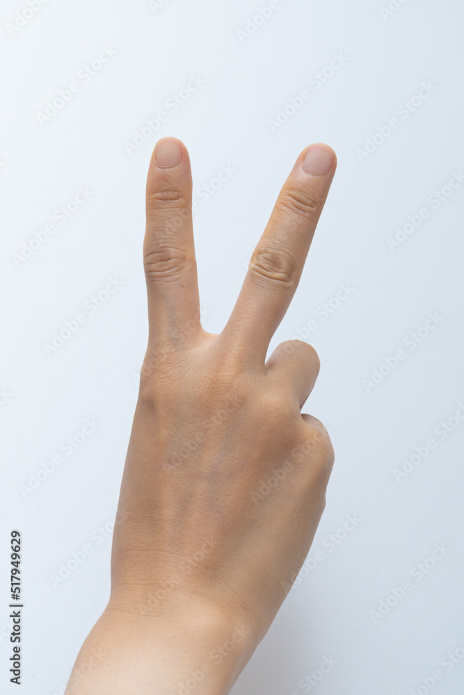 Finger gestures in various actions on a white background Finger gestures in various actions on a white background